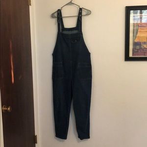 M, Women's Casual Baggy Denim Bib Overall
